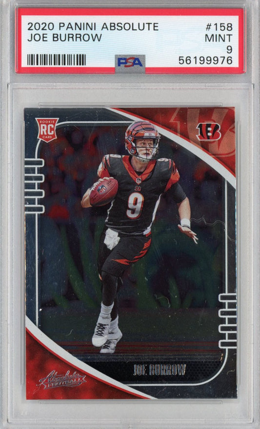 Graded 2020 Panini Absolute Joe Burrow #158 Rookie RC Football Card PSA 9 Mint