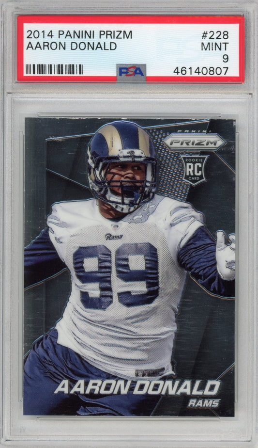 Graded 2014 Panini Prizm Aaron Donald #228 Rookie RC Football Card PSA 9 Mint