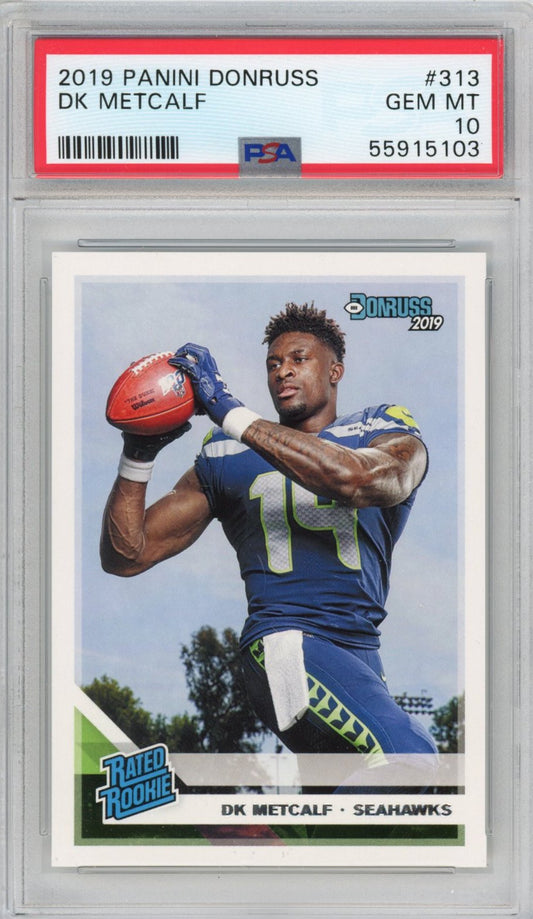 Graded 2019 Panini Donruss DK D.K. Metcalf #313 Rookie RC Football Card PSA 10 Gem Mint