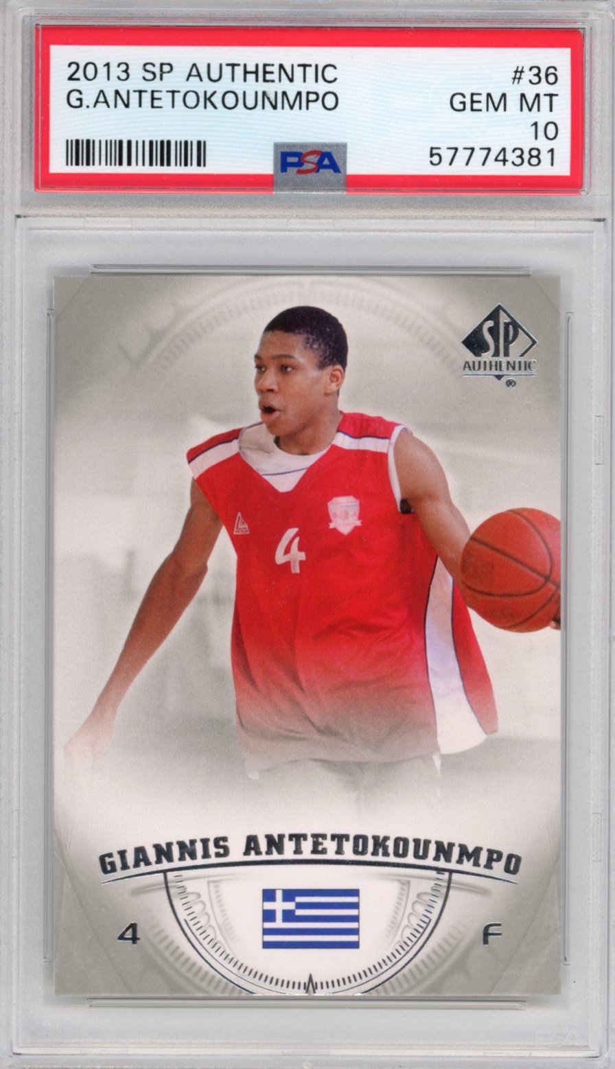 Graded 2013-14 Upper Deck UD SP Authentic Giannis Antetokounmpo #36 Rookie RC Basketball Card PSA 10 Gem Mint