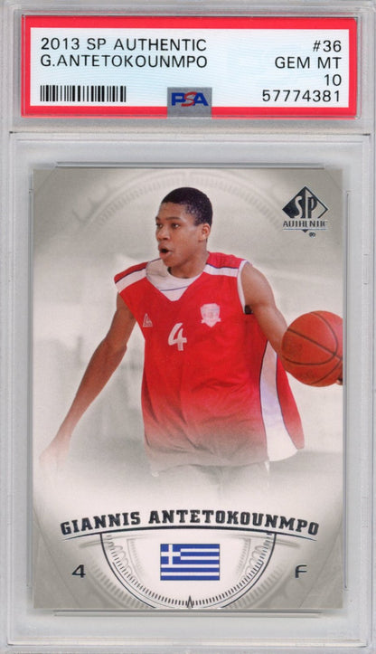 Graded 2013-14 Upper Deck UD SP Authentic Giannis Antetokounmpo #36 Rookie RC Basketball Card PSA 10 Gem Mint