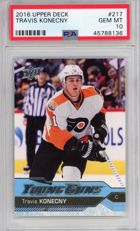 Graded 2016-17 Upper Deck UD Travis Konecny #217 Rookie RC Hockey Card PSA 10 Gem Mint