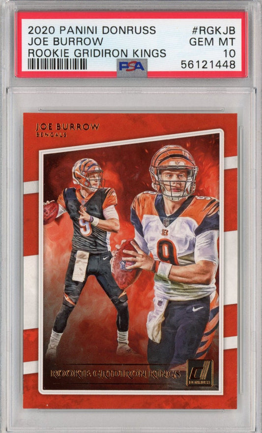 Graded 2020 Panini Donruss Joe Burrow #RGKJB Gridiron Kings Rookie RC Football Card PSA 10 Gem Mint