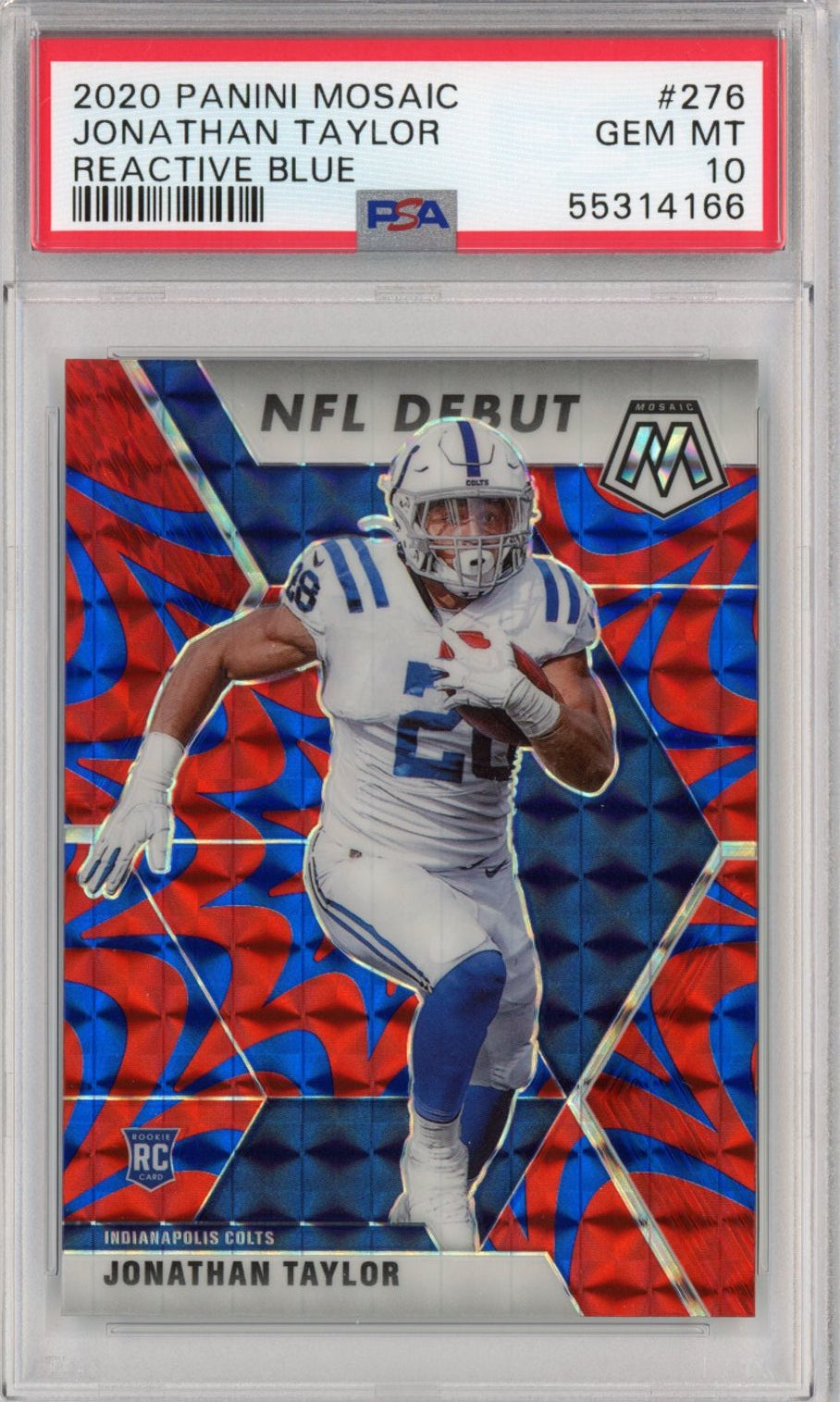 Graded 2020 Panini Mosaic Jonathan Taylor #276 Reactive Blue Rookie RC Football Card PSA 10 Gem Mint