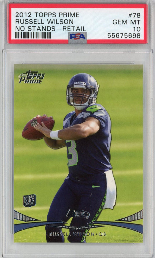Graded 2012 Topps Prime Russell Wilson #78 No Stand Retail Rookie RC Football Card PSA 10 Gem Mint
