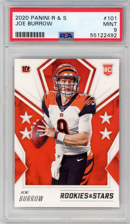 Graded 2020 Panini Rookies & Stars Joe Burrow #101 Rookie RC Football Card PSA 9 Mint
