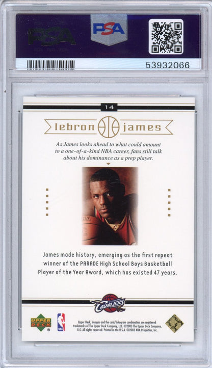 Graded 2003-04 Upper Deck LeBron James #14 Box Set Rookie RC Basketball Card PSA 10 Gem Mint