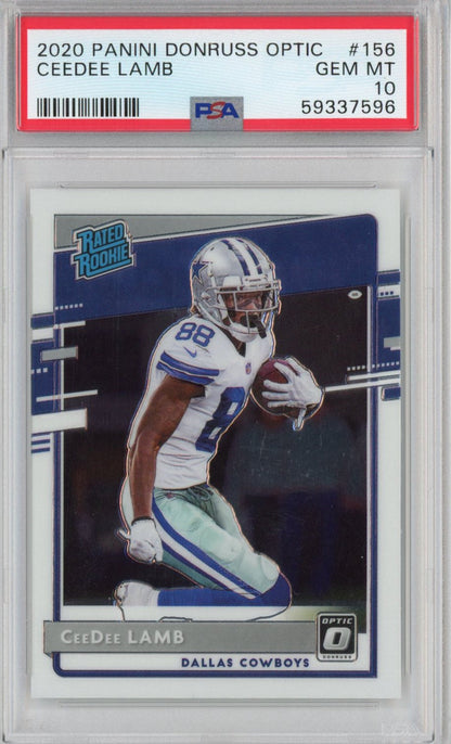 Graded 2020 Panini Donruss Optic CeeDee Lamb #156 Rookie RC Football Card PSA 10 Gem Mint
