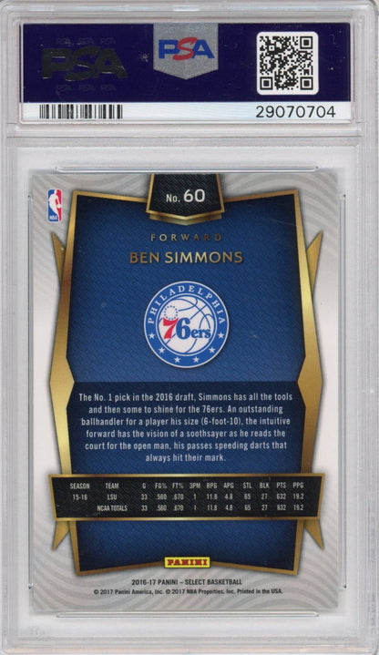 Graded 2016-17 Panini Select Ben Simmons #60 Rookie RC Basketball Card PSA 10 Gem Mint