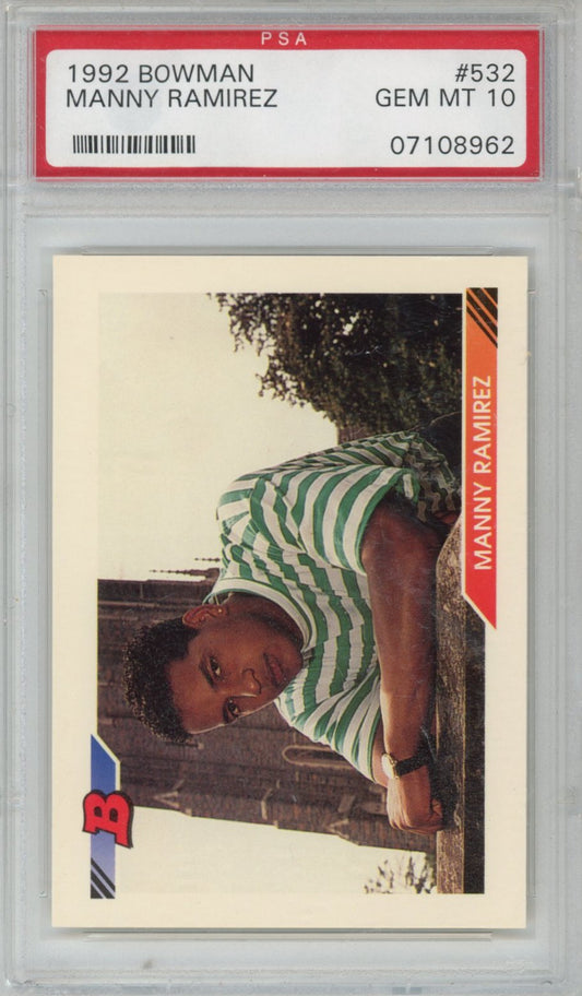 Graded 1992 Bowman Manny Ramirez #532 Rookie RC Baseball Card PSA 10 Gem Mint