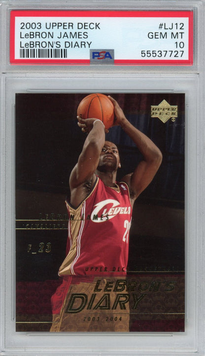 Graded 2003-04 Upper Deck LeBron James #LJ12 LeBron's Diary Rookie RC Basketball Card PSA 10 Gem Mint