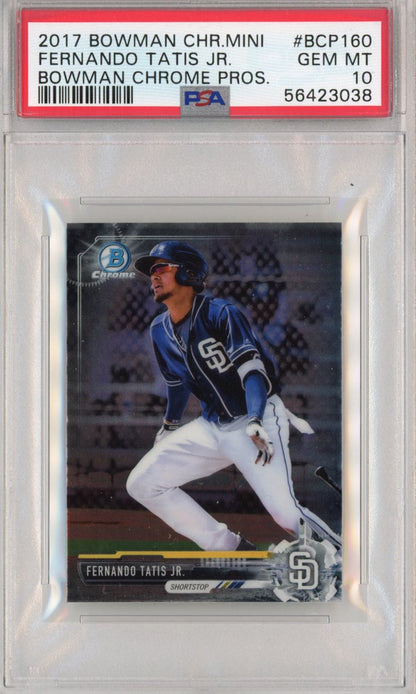 Graded 2017 Bowman Chrome Mini Fernando Tatis Jr. #BCP160 Prospects Rookie RC Baseball Card PSA 10 Gem Mint