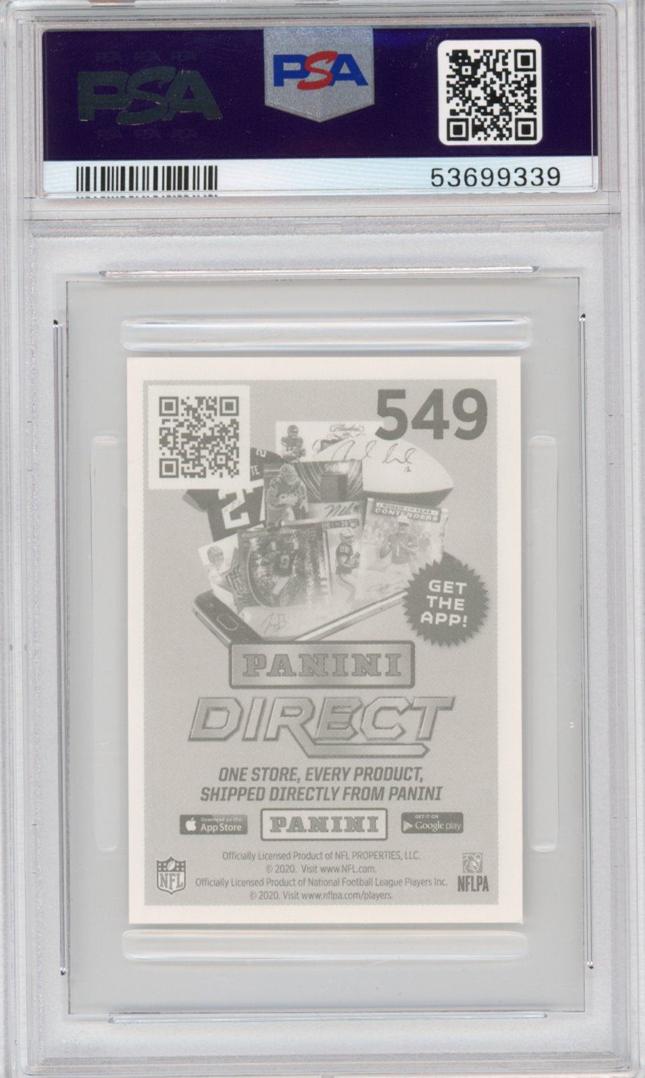 Graded 2020 Panini Stickers Joe Burrow #549 Rookie RC Football Card PSA 10 Gem Mint