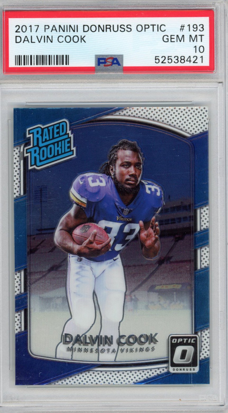 Graded 2017 Panini Donruss Optic Dalvin Cook #193 Rookie RC Football Card PSA 10 Gem Mint