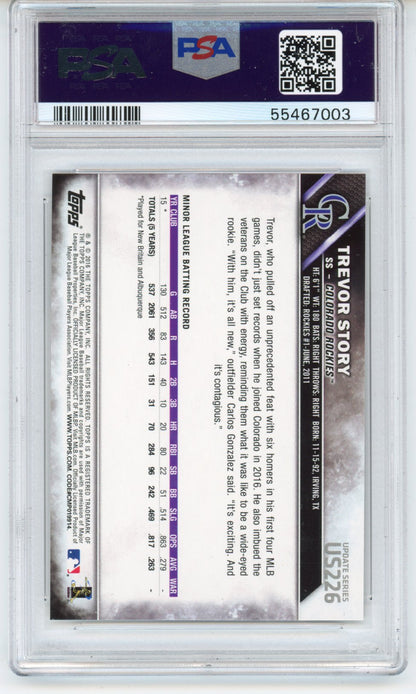 Graded 2016 Topps Update Trevor Story #US226 Running Rookie RC Baseball Card PSA 10 Gem Mint