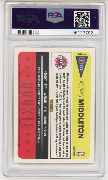 Graded 2012-13 Panini Past & Present Khris Middleton #178 Rookie RC Basketball Card PSA 10 Gem Mint