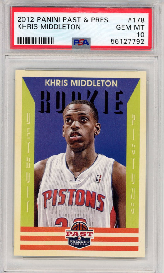 Graded 2012-13 Panini Past & Present Khris Middleton #178 Rookie RC Basketball Card PSA 10 Gem Mint