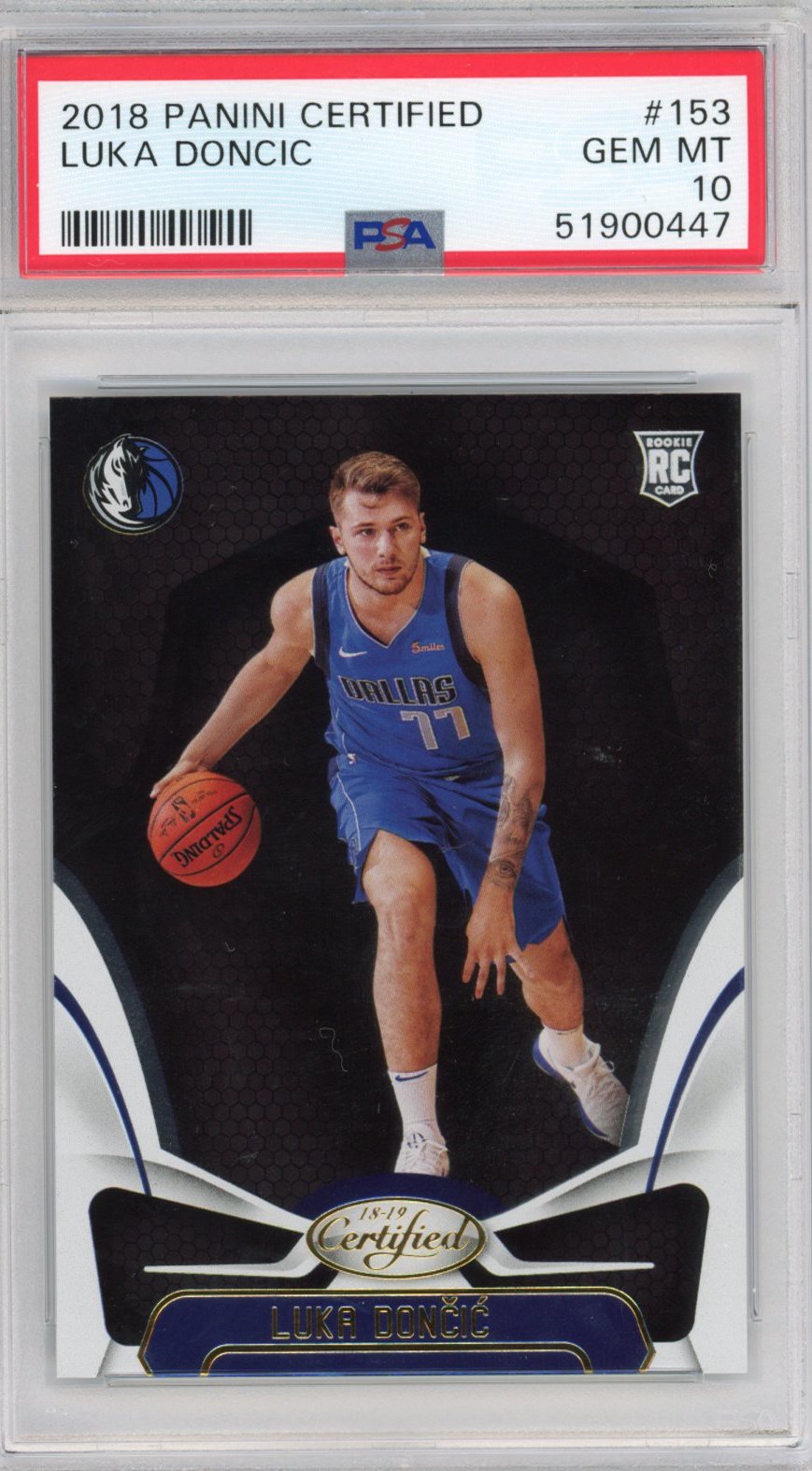 Graded 2018-19 Panini Certified Luka Doncic #153 Rookie RC Basketball Card PSA 10 Gem Mint