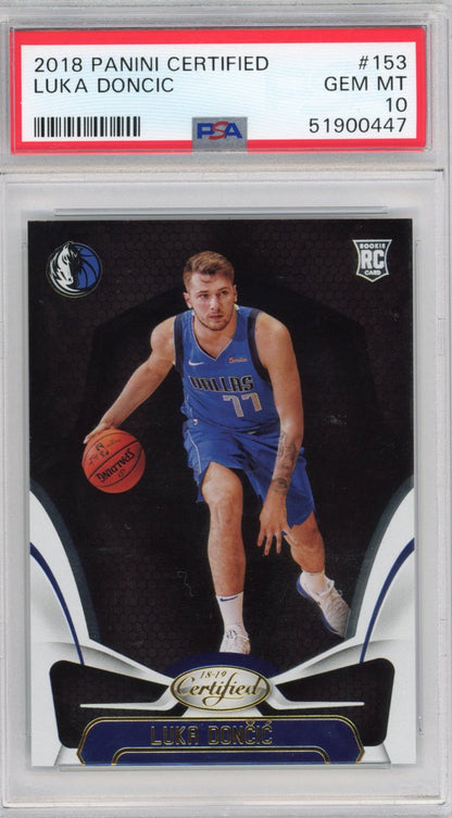 Graded 2018-19 Panini Certified Luka Doncic #153 Rookie RC Basketball Card PSA 10 Gem Mint