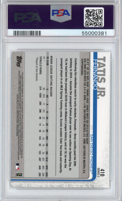 Graded 2019 Topps Complete Set Fernando Tatis Jr. #410 Throwing All-Star Game Rookie RC Baseball Card PSA 10 Gem Mint