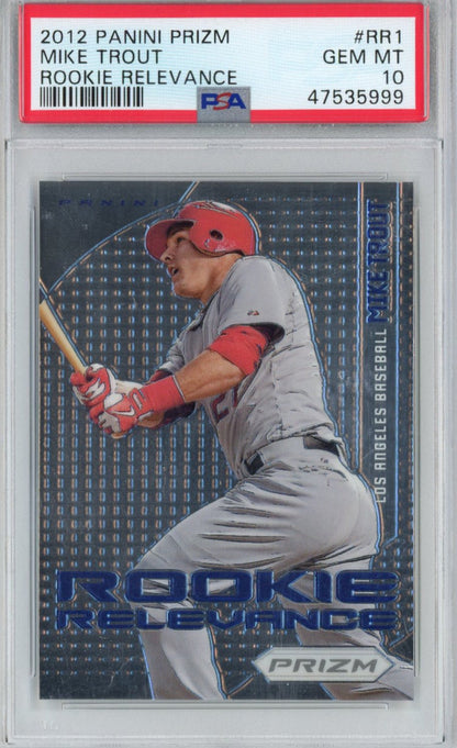 Graded 2012 Panini Prizm Mike Trout #RR1 Rookie Relevance RC Baseball Card PSA 10 Gem Mint