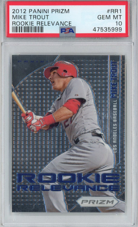 Graded 2012 Panini Prizm Mike Trout #RR1 Rookie Relevance RC Baseball Card PSA 10 Gem Mint