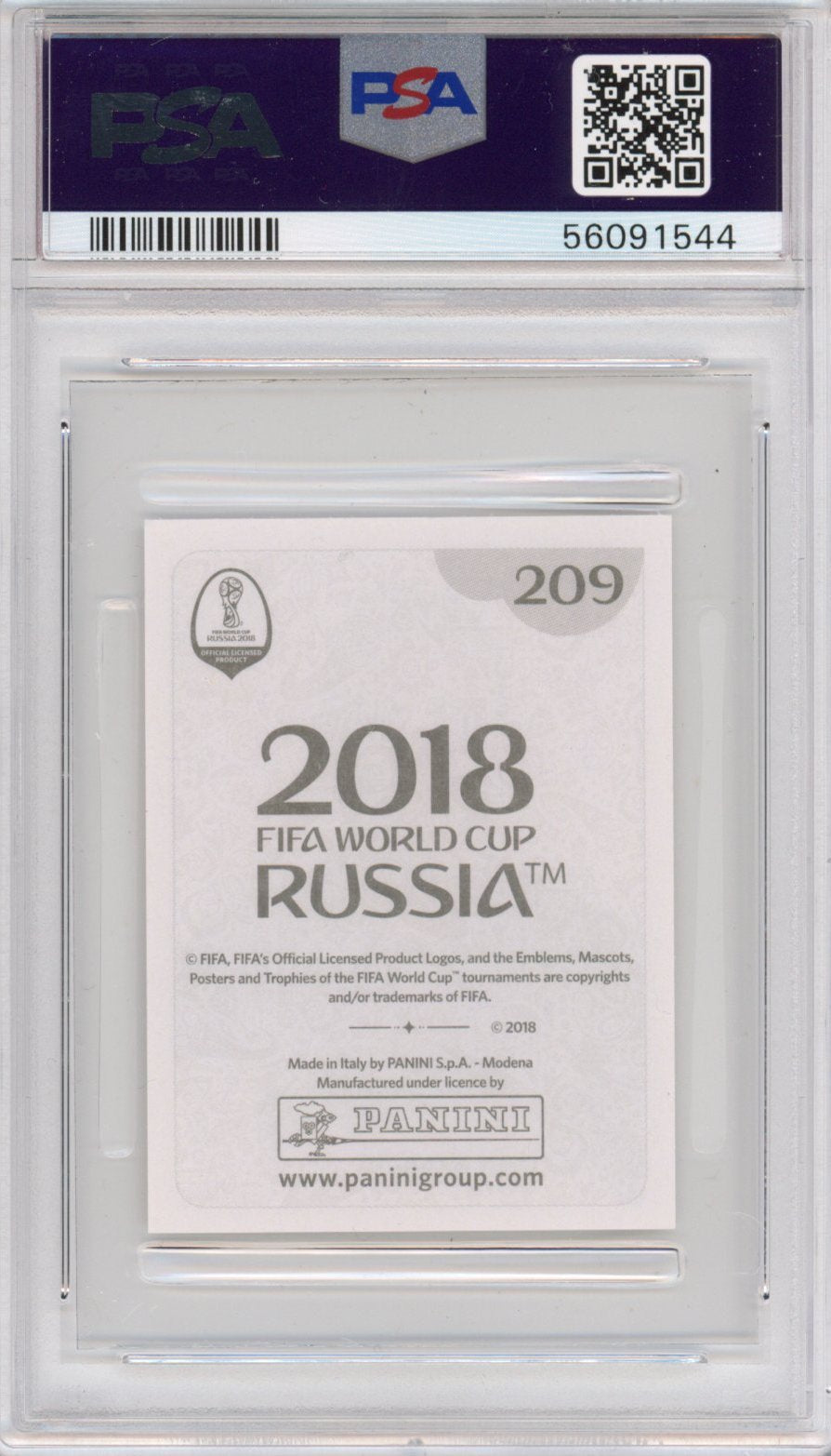 Graded 2018 Panini World Cup Kylian Mbappe #209 Stickers Black Back Rookie RC Soccer Card PSA 10 Gem Mint