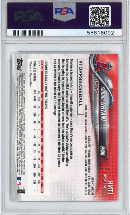 Graded 2018 Topps Chrome Update Shohei Ohtani #HMT1 Rookie RC Baseball Card PSA 10 Gem Mint