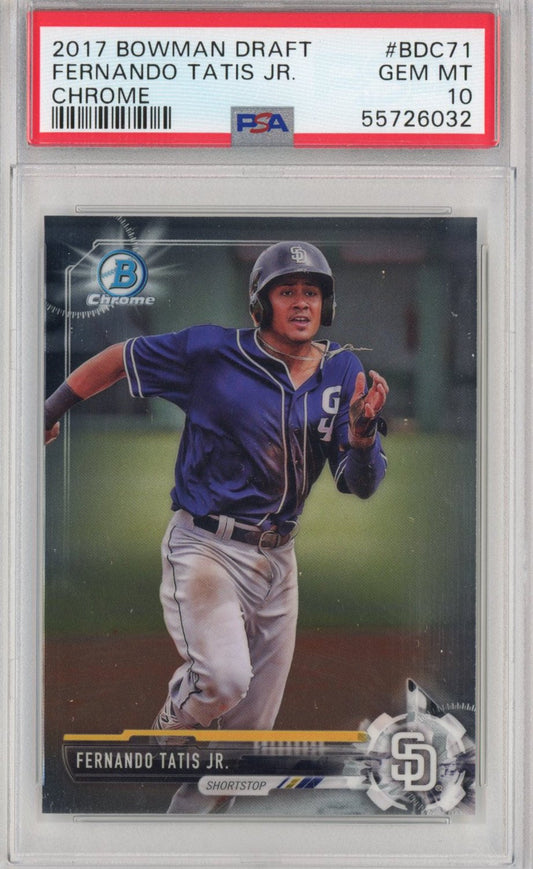 Graded 2017 Topps Bowman Draft Fernando Tatis Jr. #BDC71 Chrome Rookie RC Baseball Card PSA 10 Gem Mint