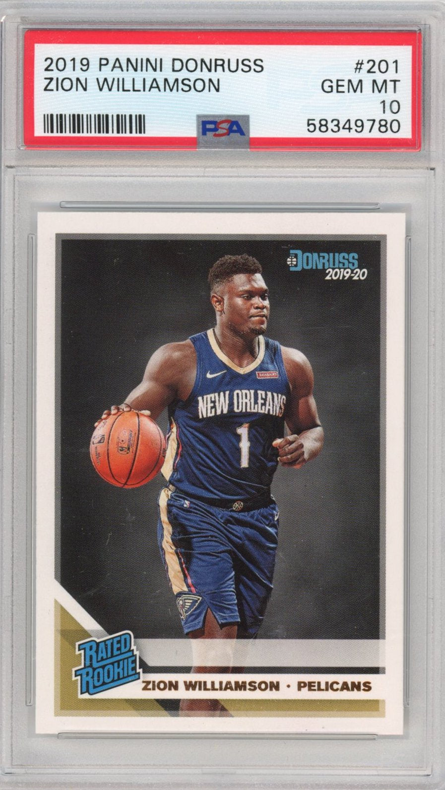 Graded 2019-20 Panini Donruss Zion Williamson #201 Rookie RC Basketball Card PSA 10 Gem Mint