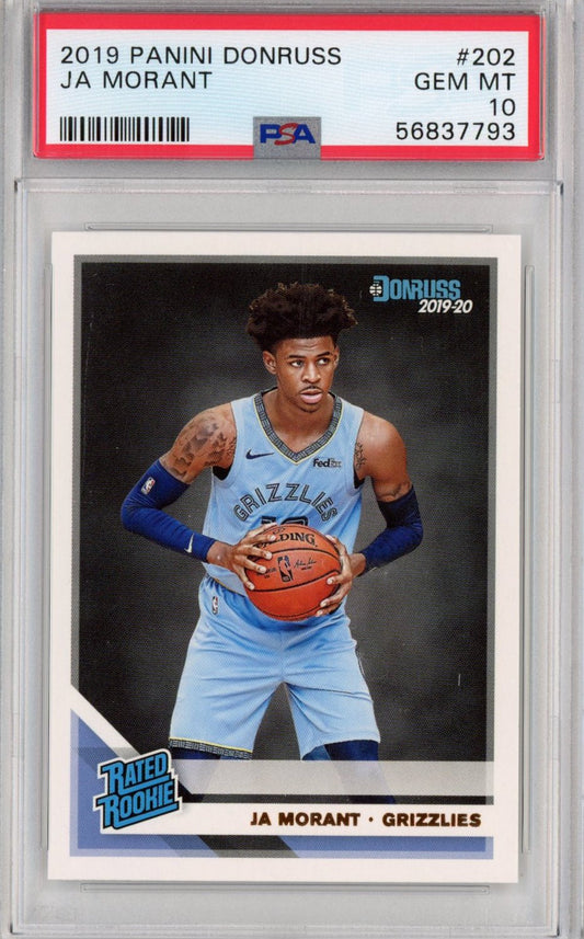 Graded 2019-20 Panini Donruss Ja Morant #202 Rated Rookie RC Basketball Card PSA 10 Gem Mint