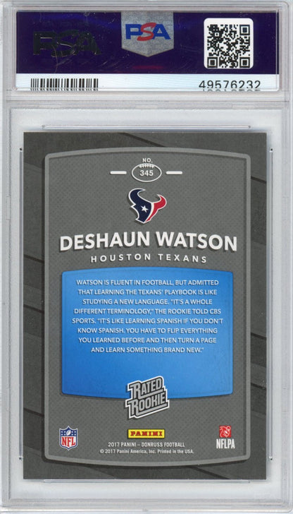 Graded 2017 Panini Donruss Deshaun Watson #345 Rookie RC Football Card PSA 10 Gem Mint