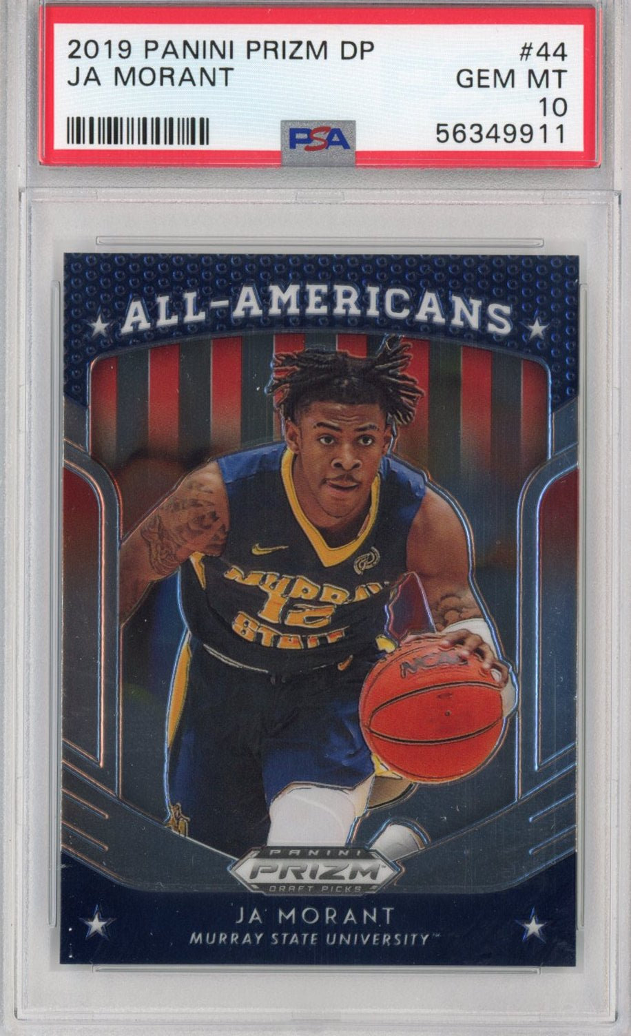 Graded 2019-20 Panini Prizm Draft Picks DP Ja Morant #44 All-Americans Rookie RC Basketball Card PSA 10 Gem Mint