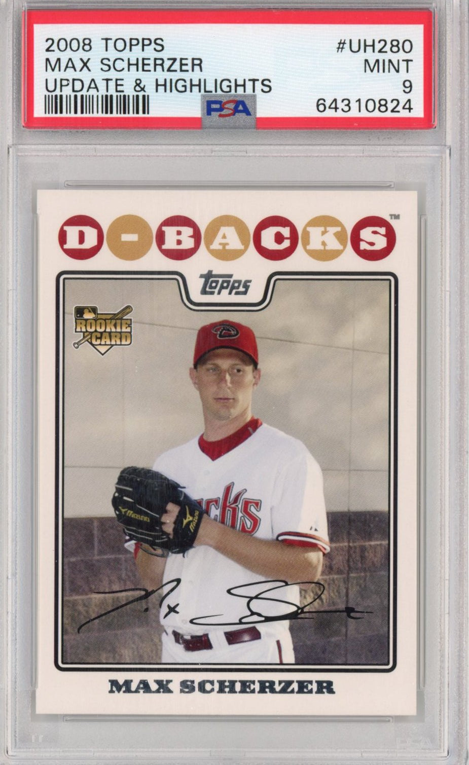 Graded 2008 Topps Update & Highlights Max Scherzer #UH280 Rookie RC Baseball Card PSA 9 Mint