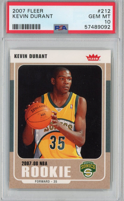 Graded 2007-08 Fleer Kevin Durant #212 Rookie RC Basketball Card PSA 10 Gem Mint