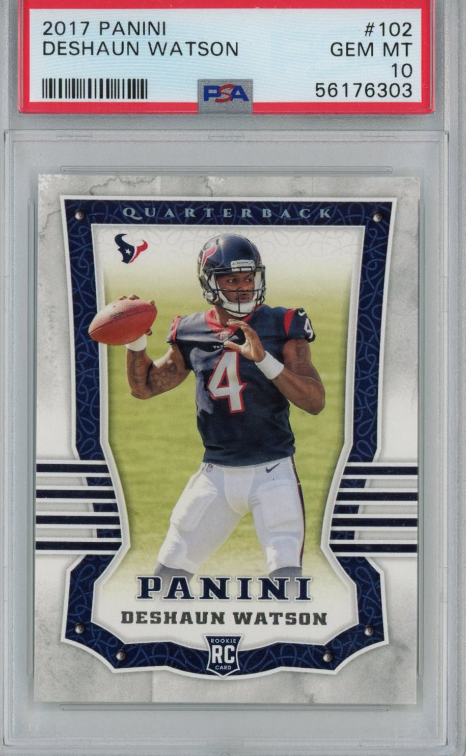Graded 2017 Panini Deshaun Watson #102 Rookie RC Football Card PSA 10 Gem Mint