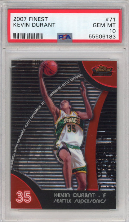 Graded 2007-08 Topps Finest Kevin Durant #71 Rookie RC Basketball Card PSA 10 Gem Mint