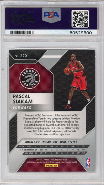 Graded 2016-17 Panini Prizm Pascal Siakam #220 Rookie RC Basketball Card PSA 10 Gem Mint