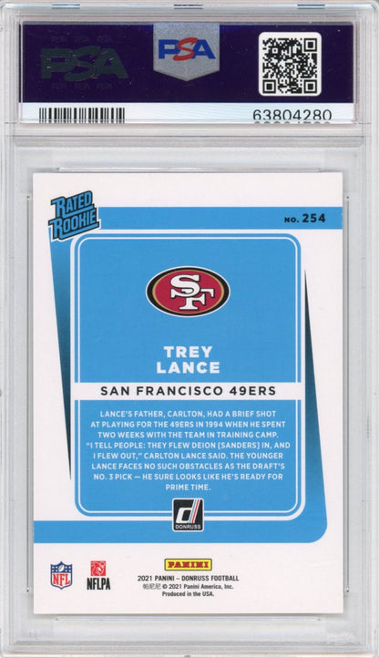 Graded 2021 Panini Donruss Trey Lance #254 Rated Rookie RC Football Card PSA 10 Gem Mint