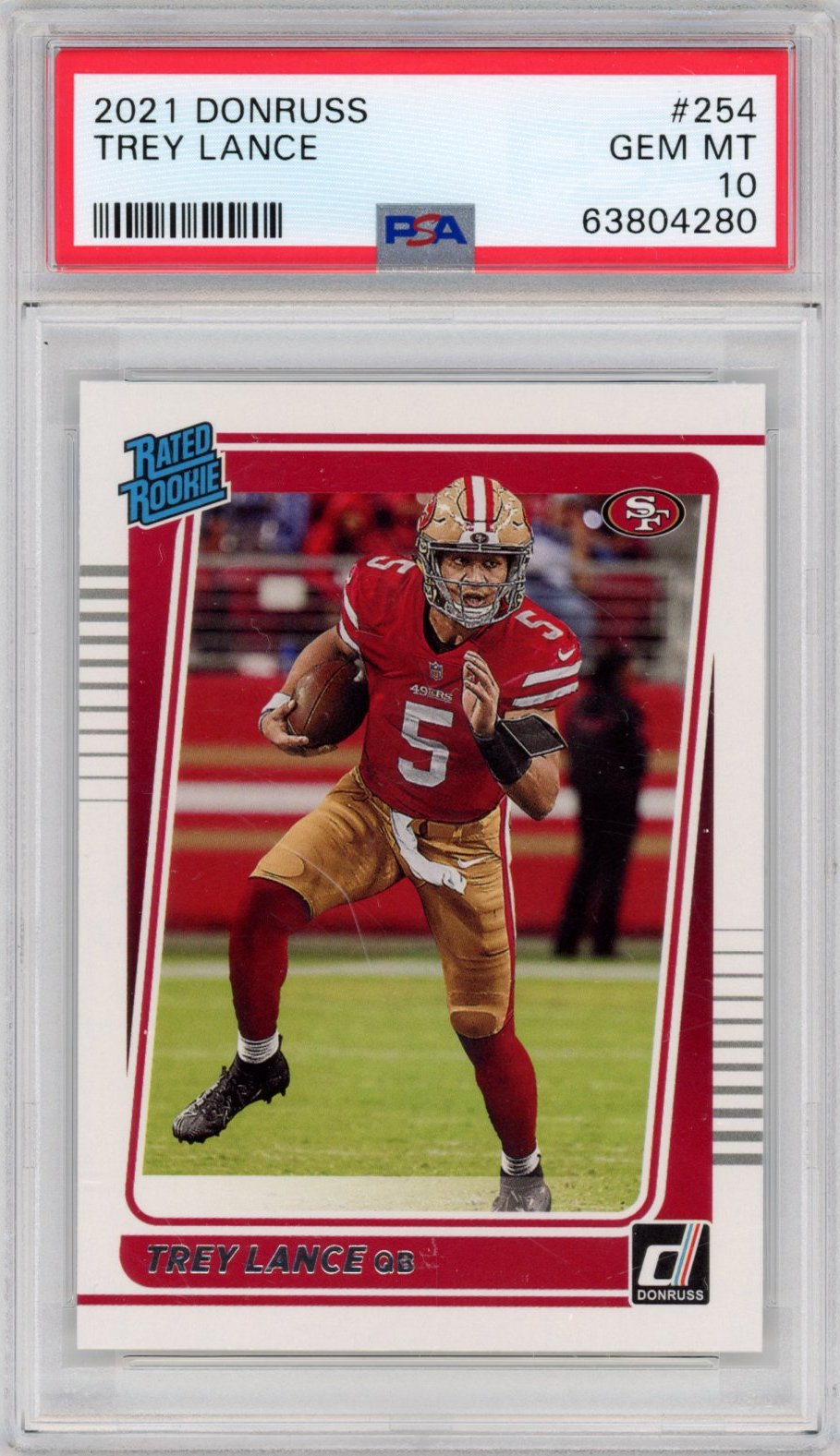 Graded 2021 Panini Donruss Trey Lance #254 Rated Rookie RC Football Card PSA 10 Gem Mint