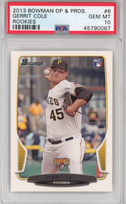 Graded 2013 Bowman Draft Picks & Prospects Gerrit Cole #6 Rookie RC Baseball Card PSA 10 Gem Mint