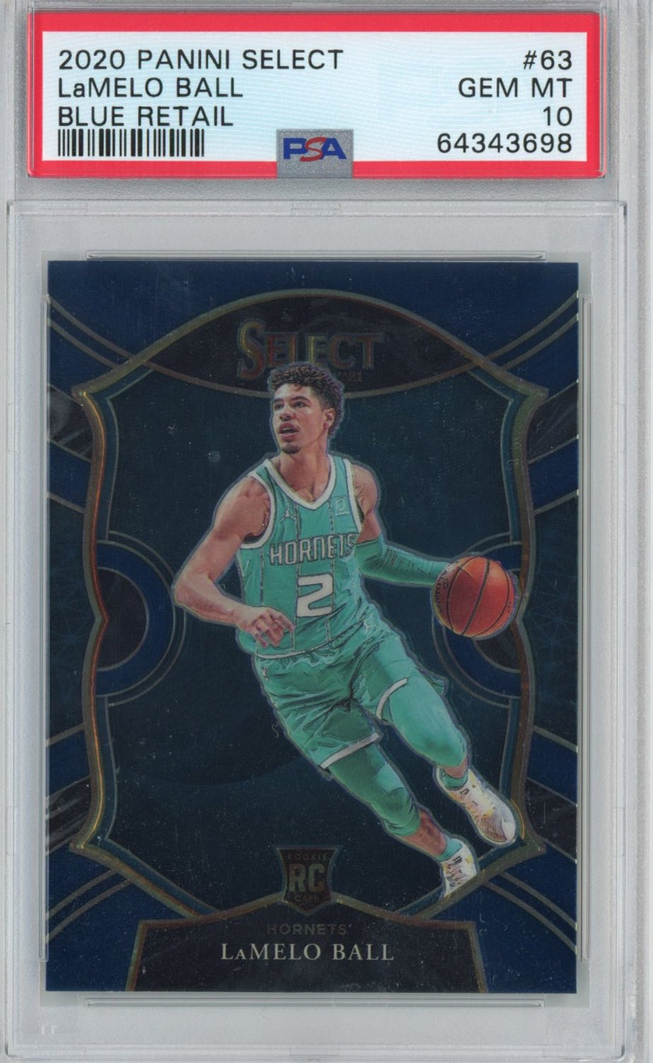 Graded 2020-21 Panini Select LaMelo Ball #63 Blue Retail Rookie RC Basketball Card PSA 10 Gem Mint
