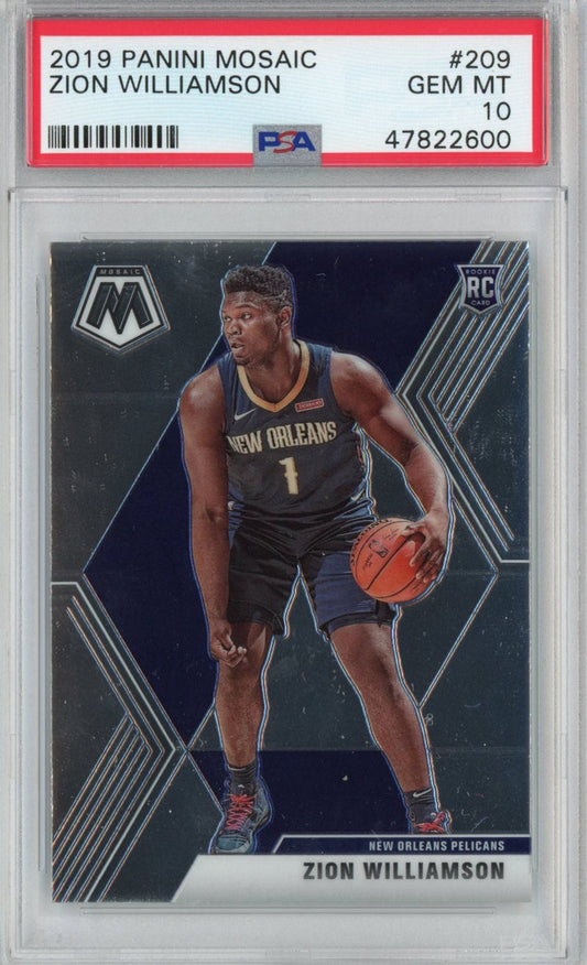 Graded 2019-20 Panini Mosaic Zion Williamson #209 Rookie RC Basketball Card PSA 10 Gem Mint