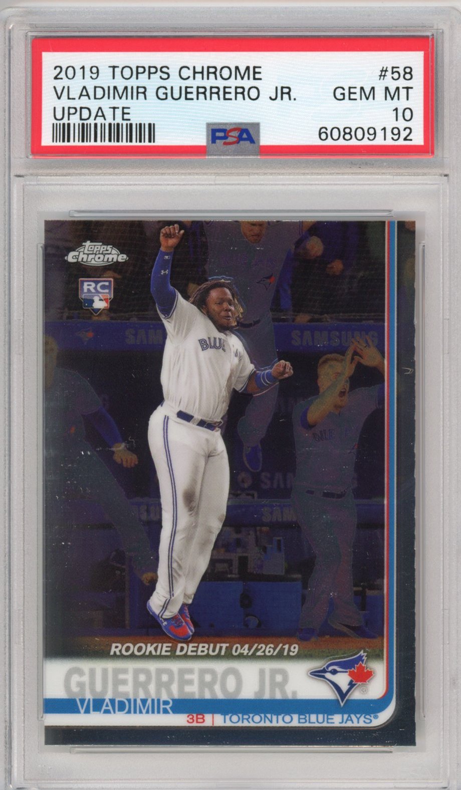 Graded 2019 Topps Chrome Update Vladimir Vlad Guerrero Jr. #58 Rookie RC Baseball Card PSA 10 Gem Mint