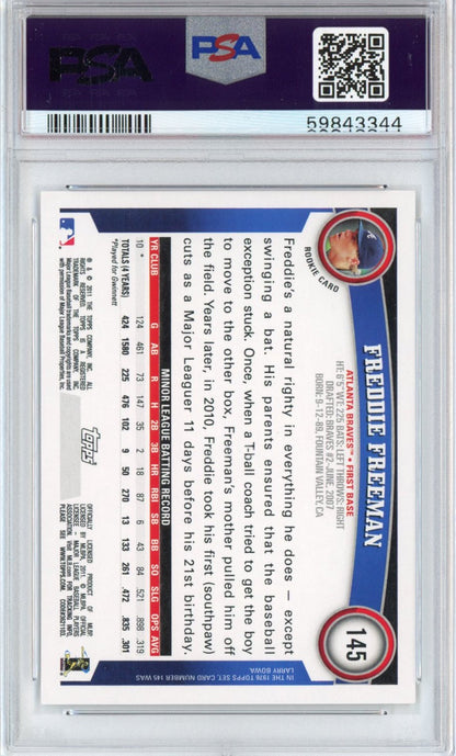 Graded 2011 Topps Freddie Freeman #145 Rookie RC Baseball Card PSA 10 Gem Mint