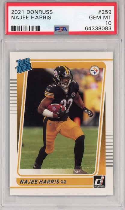 Graded 2021 Panini Donruss Najee Harris #259 Rated Rookie RC Football Card PSA 10 Gem Mint