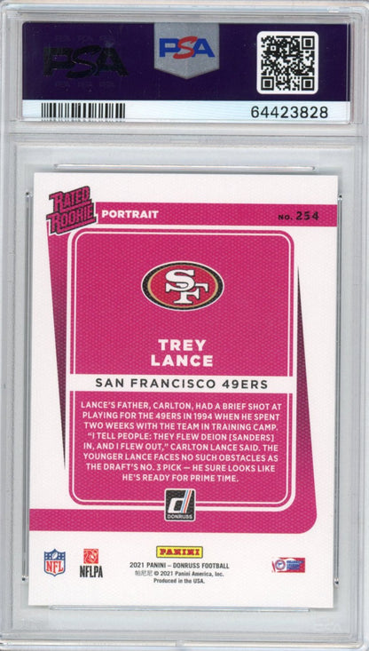 Graded 2021 Panini Donruss Trey Lance #254 Portrait Rated Rookie RC Football Card PSA 10 Gem Mint