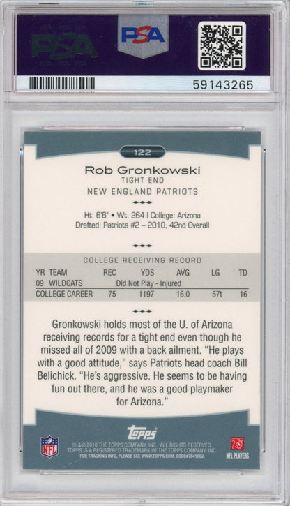 Graded 2010 Topps Platinum Rob Gronkowski #122 Rookie RC Football Card PSA 10 Gem Mint