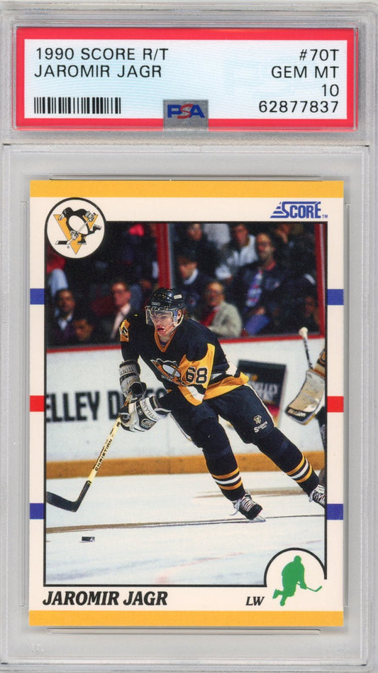 Graded 1990-91 Score R/T Rookie & Traded Jaromir Jagr #70T Rookie RC Hockey Card PSA 10 Gem Mint