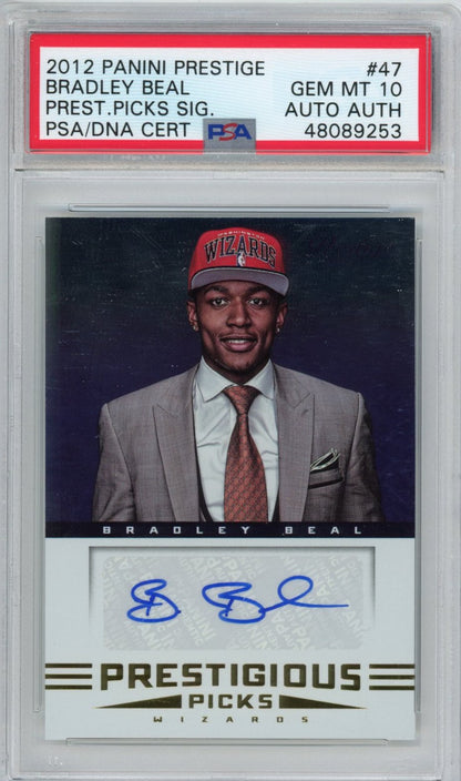 Graded 2012-13 Panini Prestige Bradley Beal #47 Prestigous Picks Auto Signatures Rookie RC Basketball Card PSA 10 Gem Mint